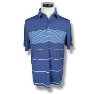 Vineyard Vines Performance Polo Shirt Men’s Medium Blue Striped Stretch Golf